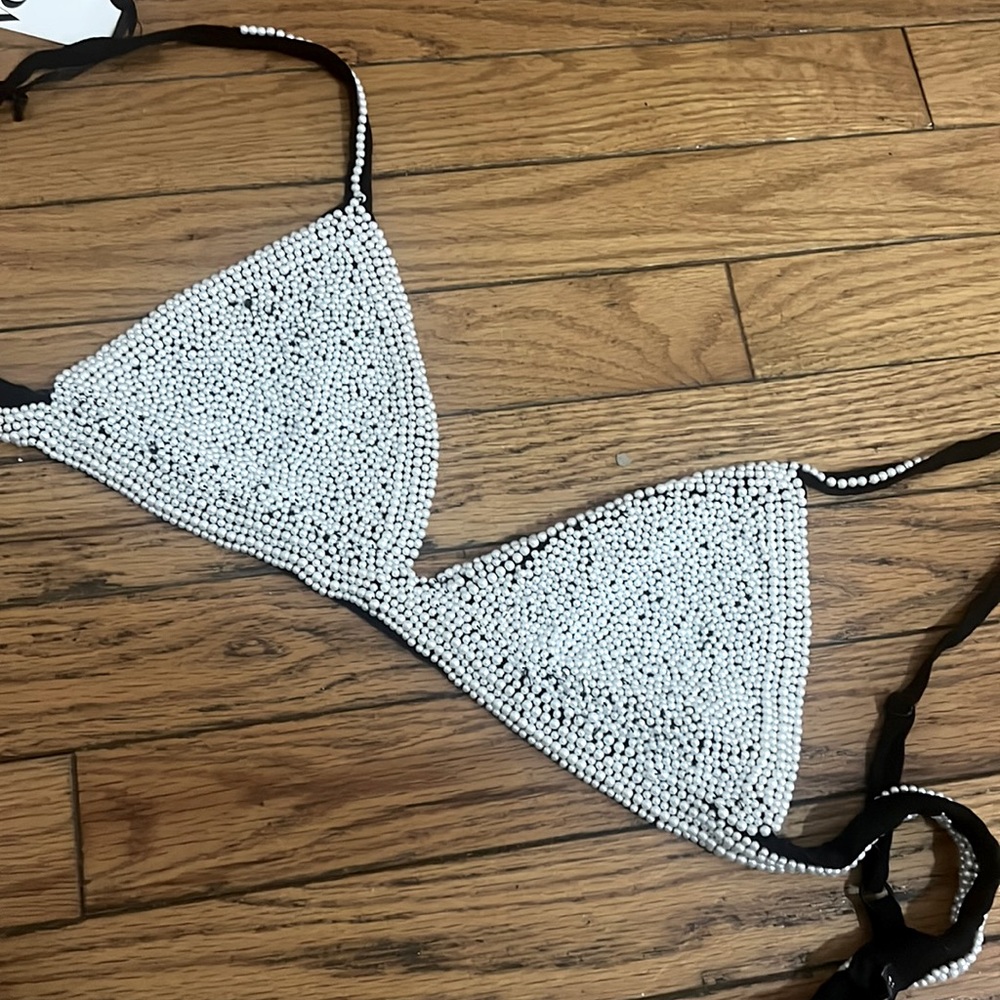 ZARA Pearl Beaded Crop Top NWT